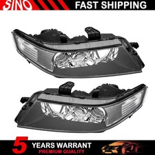 Pair Headlights Halogen Black For 2004-2008 Acura Tsx Ac2518106 Ac2519106