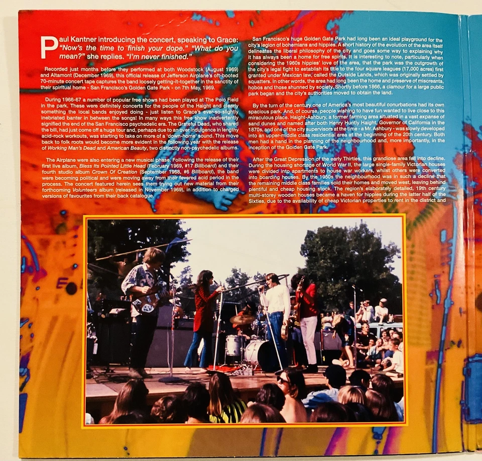 2015 Jefferson Airplane At Golden Gate Park 2X Vinyl LP, Gatefold, Re, Rem UK EX - Image 4 of 4