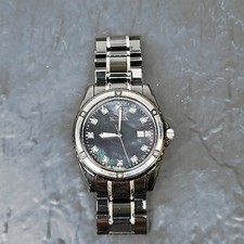 Bulova Marine Star 98D107 Mens Diamond Watch Black MOP Dial Stainless Steel  