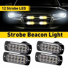 4PC LED Car Strobe Truck Bar Light Warning Flashing Hazard Beacon Amber/White