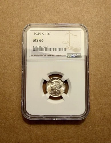 1945-S Mercury Dime NGC MS66 Bright White Luster Beautiful Silver Coin 10c