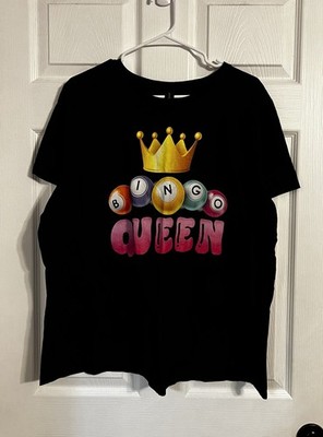 gildan soft style t shirt 2xl Short Sleeve Black With Bingo Queen Graphic Print