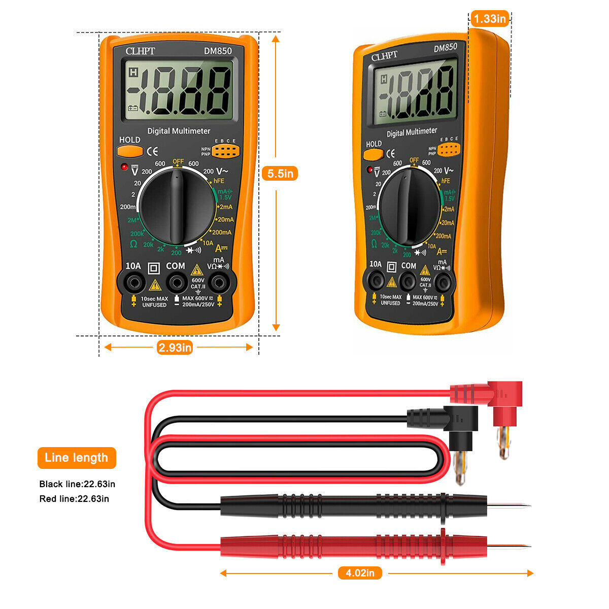 LCD Digital Multimeter Voltmeter Ammeter Ohmmeter Volt AC DC Tester ...
