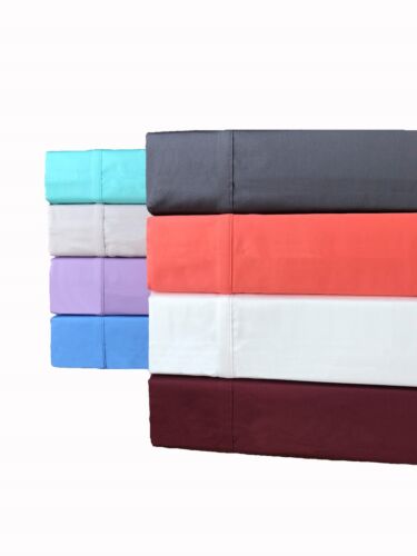 100% Cotton Sateen Sheet Set 300 T/C (5 Sizes & 8 Colours) - Picture 1 of 18