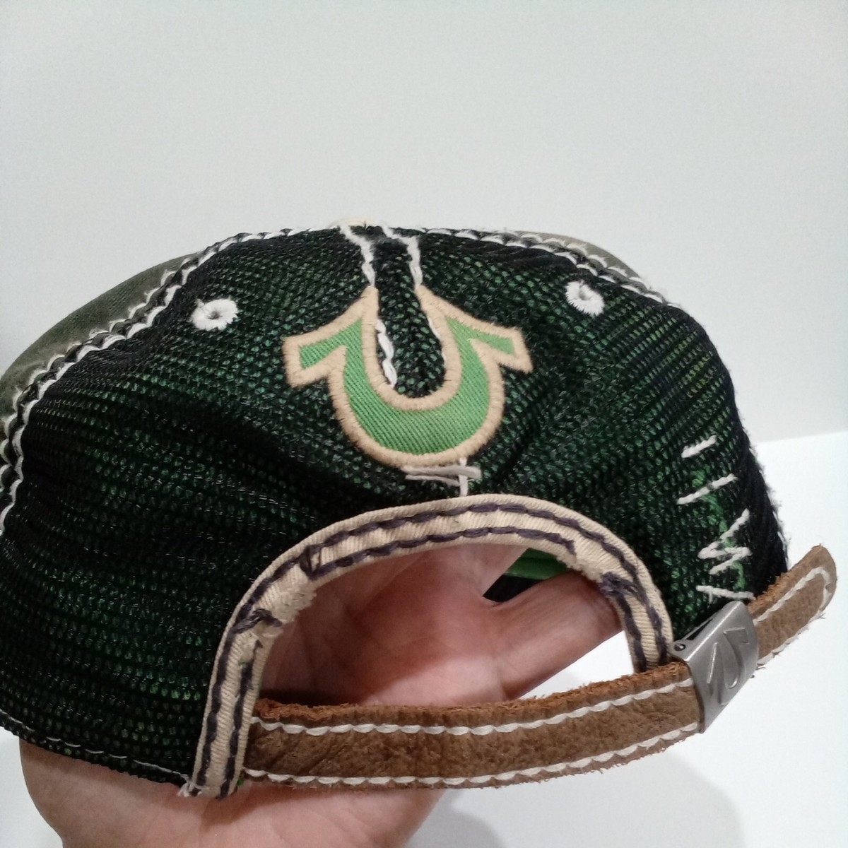 True Religion Men Trucker Hat green Distressed Vintage  display picture 2