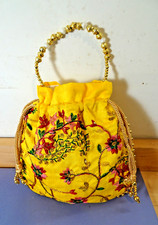 Handmade Gold Embroidered EVENING BAG Ethnic Potli Bag Made in India