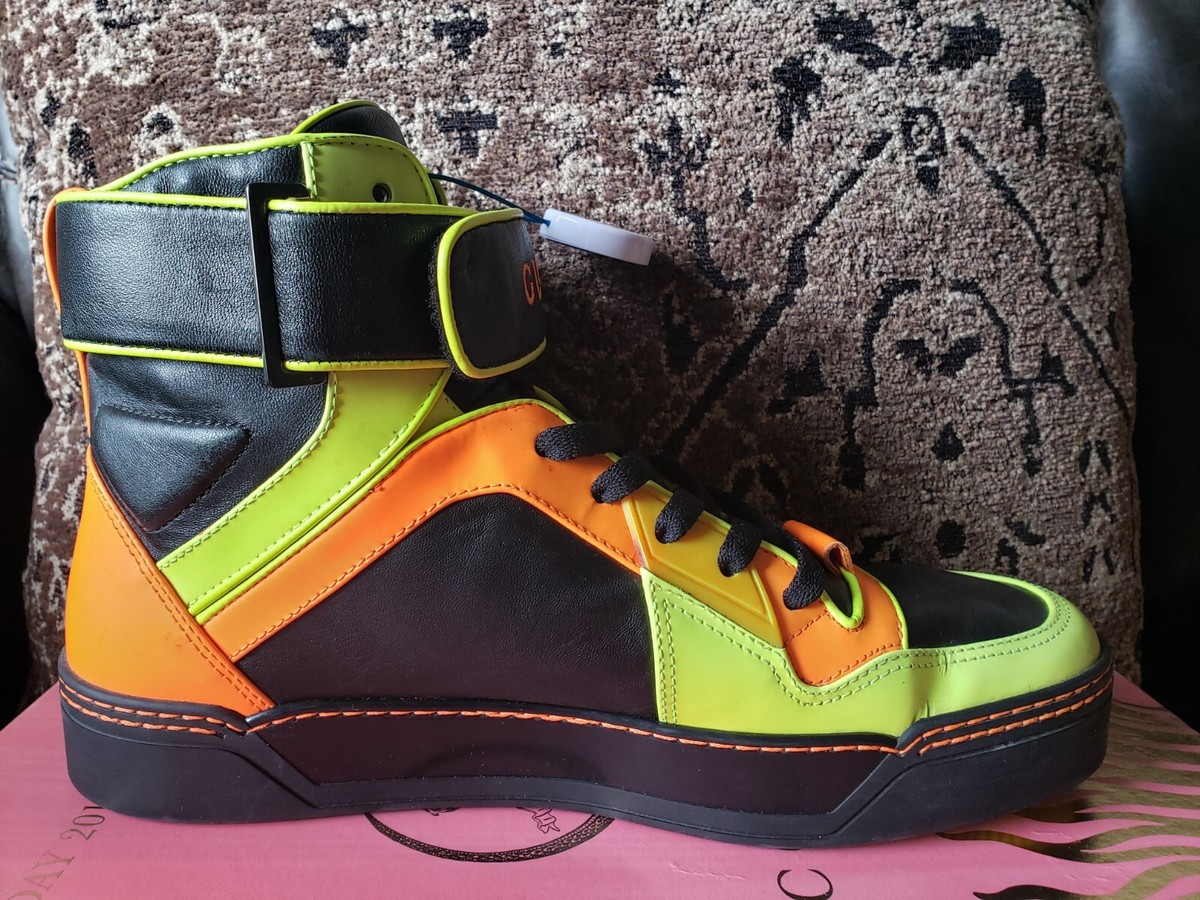 GUCCI ネオンイエロー レザー ストラップ 約20cm Gucci Neon Green Perforated Leather Lace Up High Top