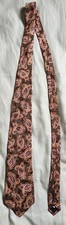 Burberrys of London Vintage Brown Tie Floral Paisley Hand Sewn Made in USA