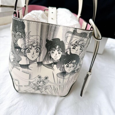 Jimmy Choo Sailor Moon Tote Bag Leather White Manga Print Women's