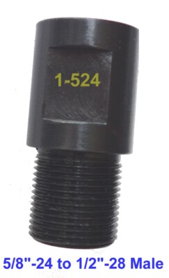 Thread Adapter / Converter from 5/8''-24 to 1/2-28 Male, 10.5 mm/ 0.4'' Hole Dia.