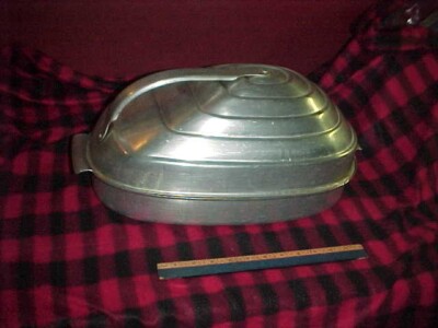 Vtg Aluminum Turkey Chicken Ham Roaster Schlenzig Zephyr Beehive Design Mid Mod