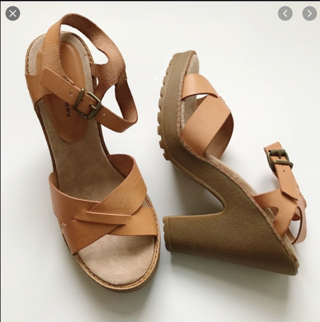 NEW! $95 CHINESE LAUNDRY MASSIVE Tan Leather Strappy SANDALS Chunky Heels 7 M | eBay