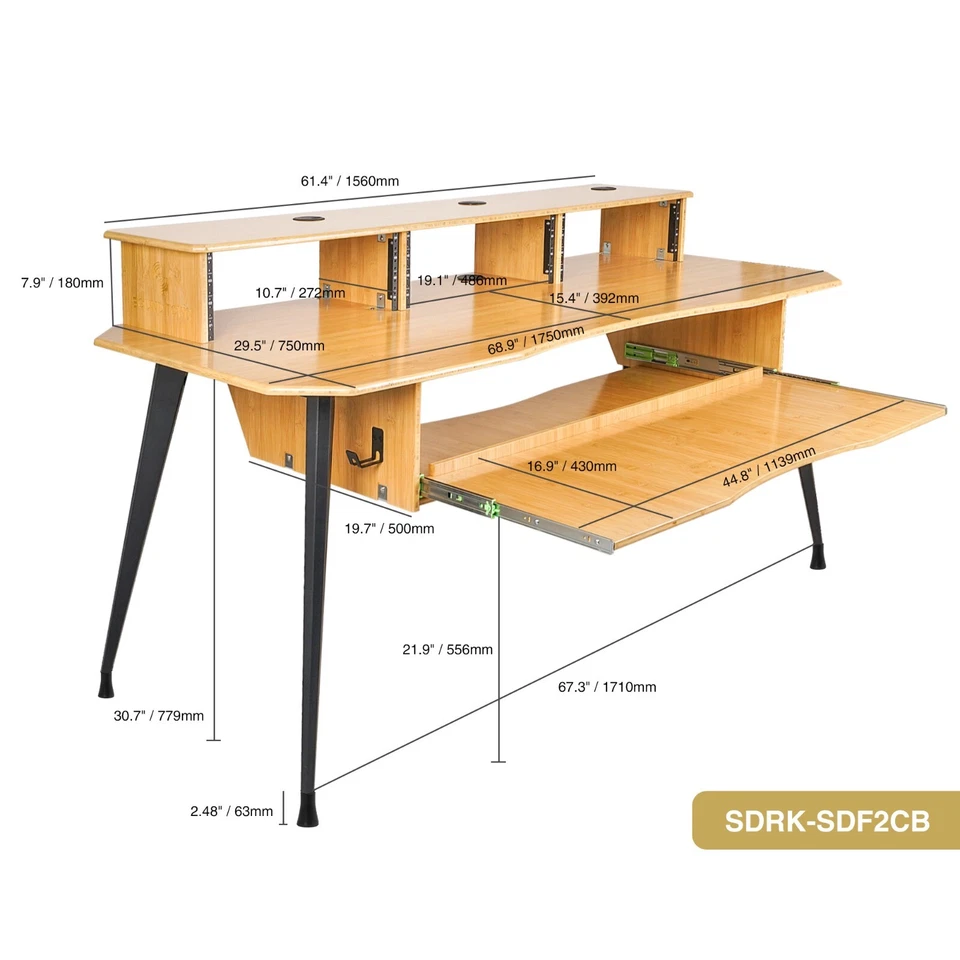 Sound Town DIY Music Studio Desk Workstation, Carbonized