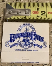 UNSTRUCK Barnacle Bills Restaurant BAR San Diego Harbor Drive Matchbook 