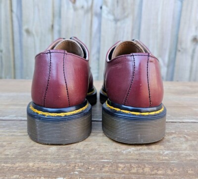 Vintage 90s Dr Martens 1461 Steel Toe Shoes Cherry Red Size 5 RARE