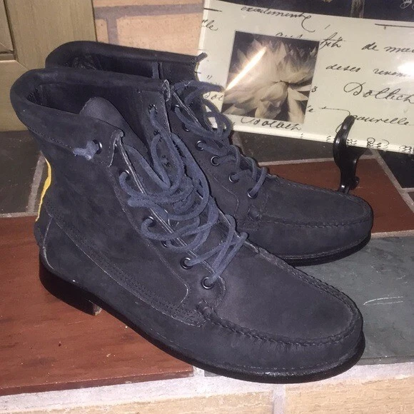 Bota Feminina Sebago Kowloon Couro Tornozelo Listra Preta Amarela Tamanho 9 - Imagem 3 de 4