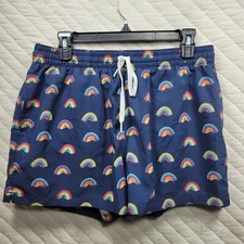 Chubbies Swim Trunks Men's Large Navy Blue Rainbow Print