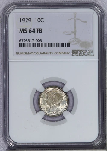 1929 Mercury Dime 10c NGC MS64 FB
