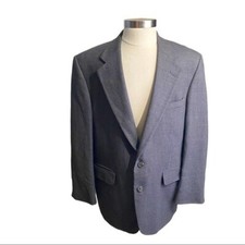 Vtg Lands End USA Smoky Blue 2-Button Worsted Wool Sport Coat Suit Jacket Sz 44R