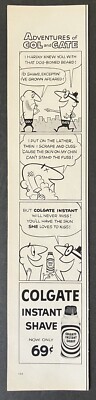 1957 Colgate Instant Shave Adventures of Col and Gate B&W Vintage Print Ad