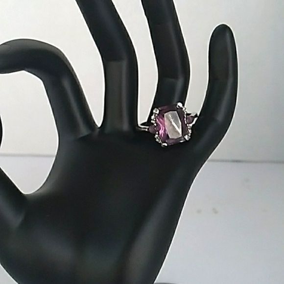 Amethyst Ring Cocktail Statement Ring Purple Ston… - image 1
