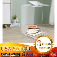 38cm Clear Acrylic Table C-Shape Sofa Side Tea End Table Transparent Coffee Desk
