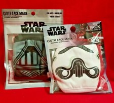 NEW Star Wars Kids 2pk Face Mask Lot Of 2 - Darth Vader Storm Trooper