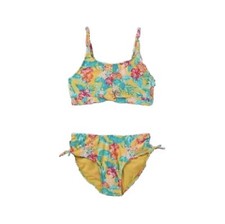 Cat Jack Girls' Size Large 10-12 Yellow Floral 2pc Bikini Swimsuit