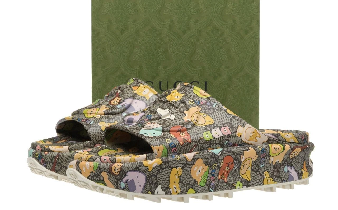 NOUVELLES SANDALES COMPENSÉES GUCCI HOMMES GG GUCCISSAMA PLATEFORME CHAUSSURES 12/US12,5