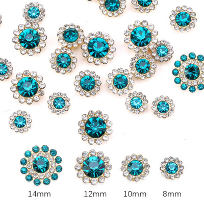 18 Color Gold Flower Claw Sew on Glass Rhinestones Clothes Sewing Decoration Gem