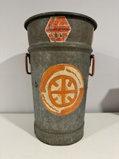 "Cubo de flores de zinc francés - 12"" de alto vintage Guillouard Nantes - raro con pintura"