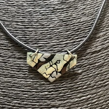 RETRO Enamel Bird Pendant Necklace Black Collar Artisan Handmade Kitsch Layering