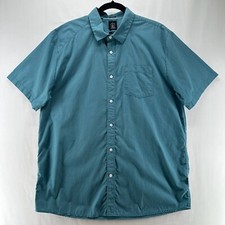 Volcom Shirt Mens Sz XL Classic Fit Button Down Short Sleeve Cotton Blend Blue