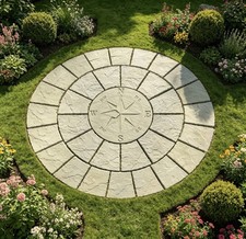 1.8M  BUFF  NEW COMPASS PAVING CIRCLE PATIO SLABS STONE (DELIVERY  EXCEPTIONS)