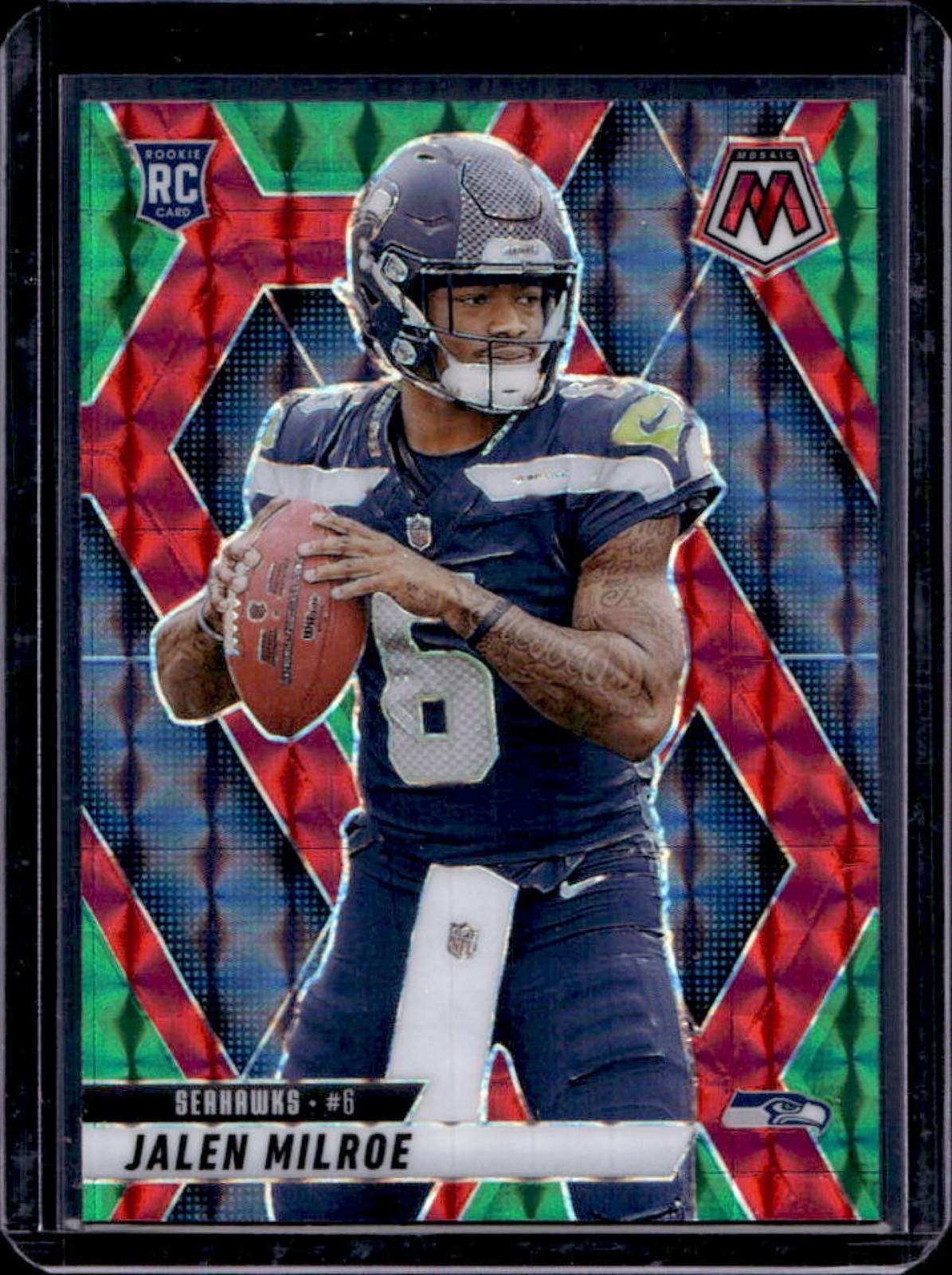 2025 Mosaic Jalen Milroe Rookies RC Choice Red & Green Prizm #322 Seahawks