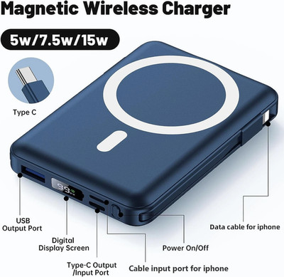 Yiisonger Magnetic Wireless Power Bank - 10000mAh Portable Fast Charger 22.5W PD