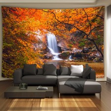 1pc Ultra Large Autumn Leaves Jungle Waterfall Landscape Tapestry - Premium Poly