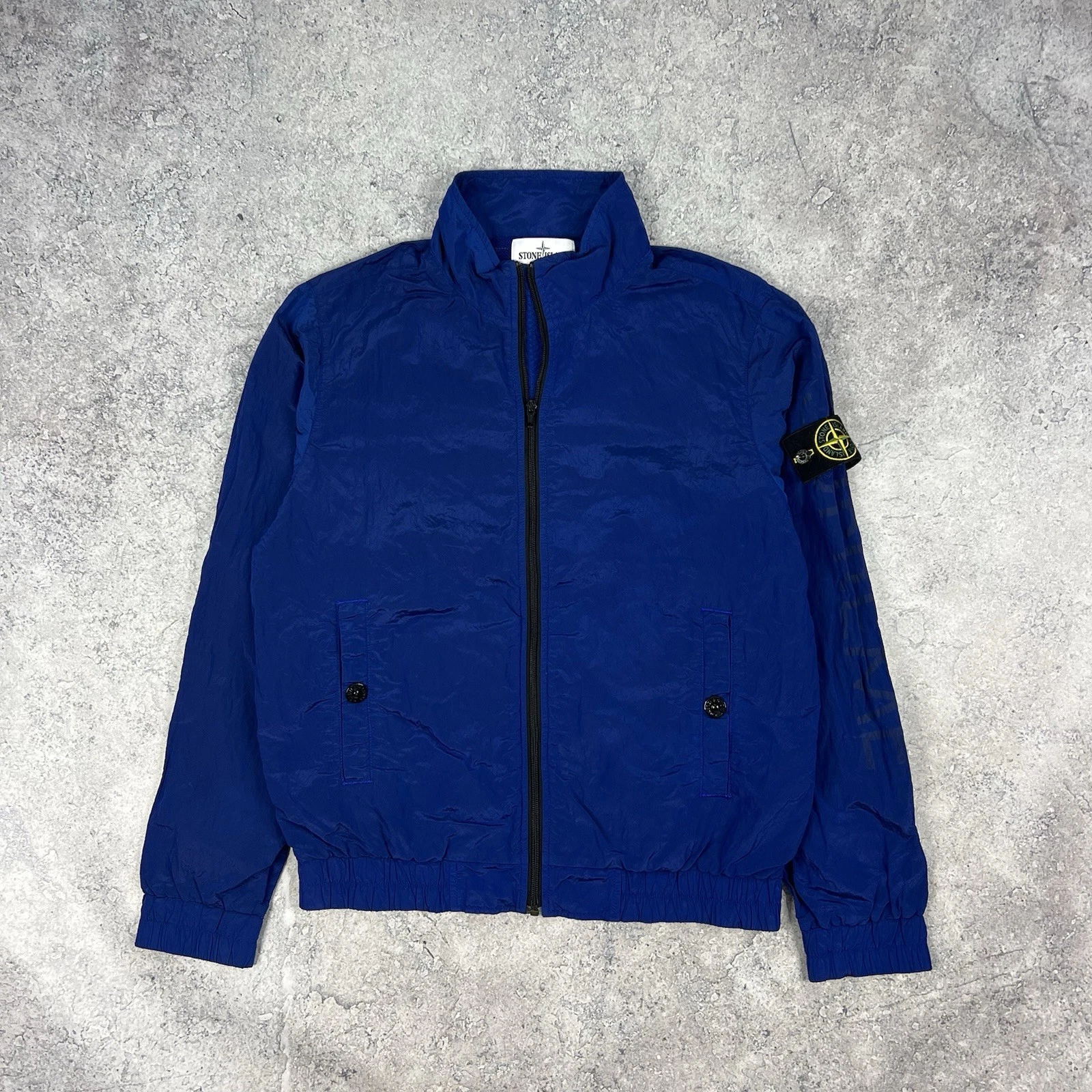Giacca Stone Island x Supreme blu nylon metallo piccola 21 75"