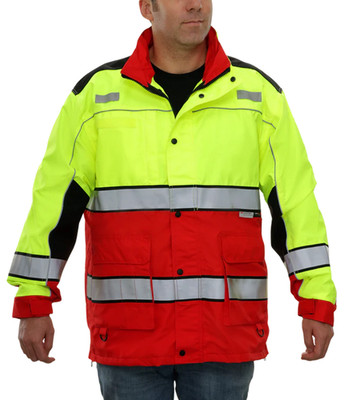 REFLECTIVE APPAREL 461STLR HI-VIS RESPONDER PARKA WATERPROOF LIME/RED , 2X