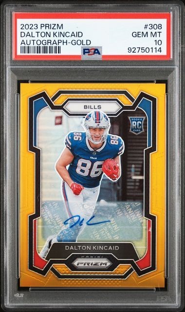 Dalton Kincaid 2023 Panini Prizm Gold Auto /10 PSA 10 #308 Rookie RC