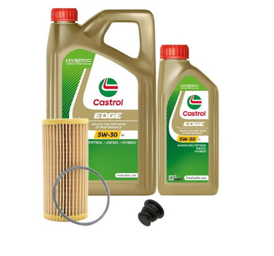 VW Golf R MK7 2.0 Bosch Oil Service Kit inc 6L Genuine Castrol Edge 5W30 LL