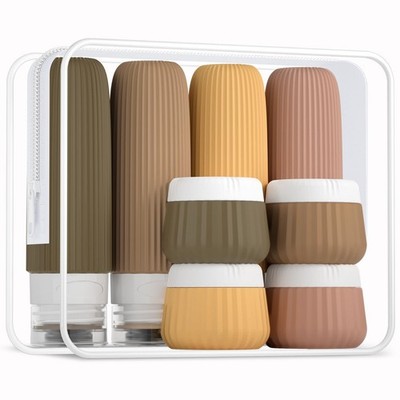 Gemice Reiseflaschen für Toilettenartikel 8 Stück Tsa Flasche 90ml Gläser 30ml, Aprikose 