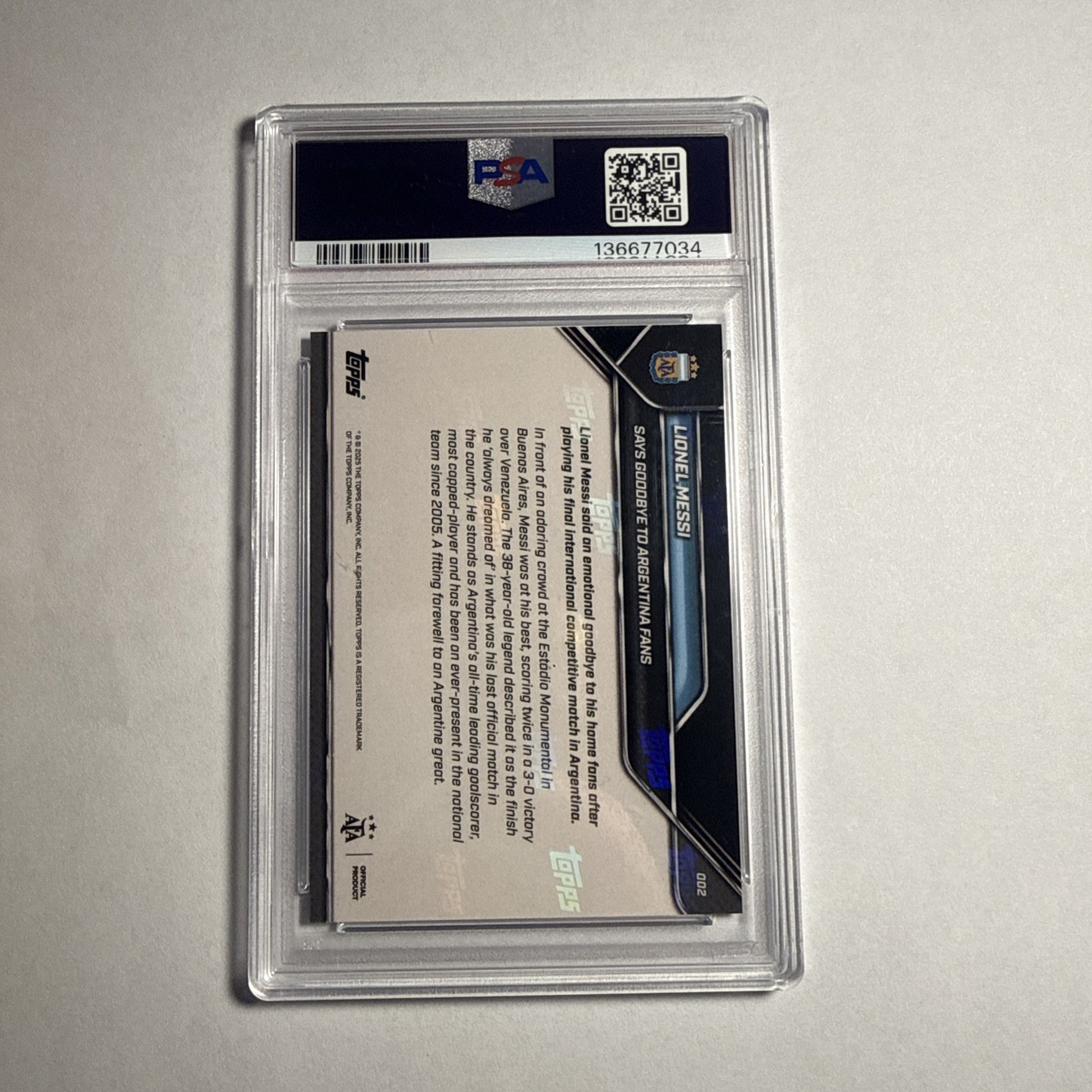 2024 TOPPS NOW ARGENTINA #2 LIONEL MESSI PSA 10 GEM MINT WORLD CUP view 2