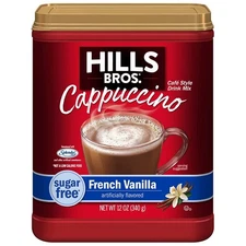 Hills Bros. Instant Cappuccino Mix, Sugar Free French Vanilla 12 Oz, Pack of 1