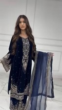 Pakistani Velvet Salwar Kameez Wedding Party Wear Dress Bollywood Palazzo Suit