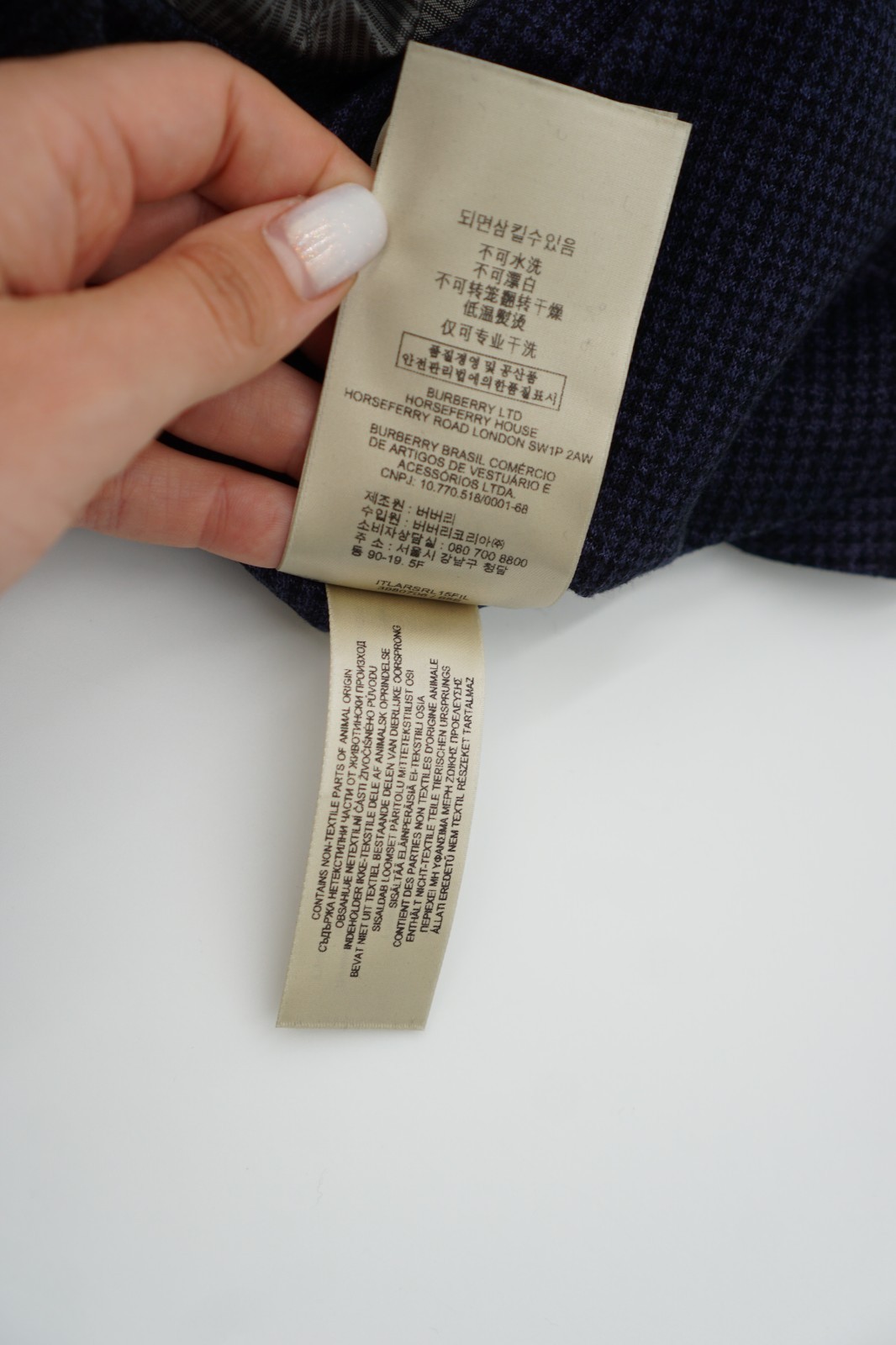 Burberry Blazer Linen & Cotton Peak Navy Blue Double-Breasted Size US40 image 8