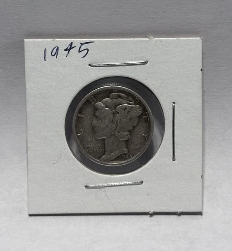 1945 Mercury Dime 10c 90% Silver Circulated But Still Shiny