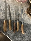 VINTAGE — STAG HORN CARVING SET WITH BONUS KNIFE — SET OF FIVE — photo 10