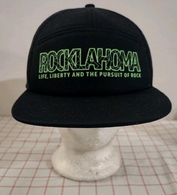 Rocklahoma Life Liberty Pursuit Of Rock Trucker Cap Hat Black Adjustable Mesh