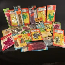 Vintage NOS Fishing Lure Lot Jigs Spinner Rubber Mister Twister Beetle etc b